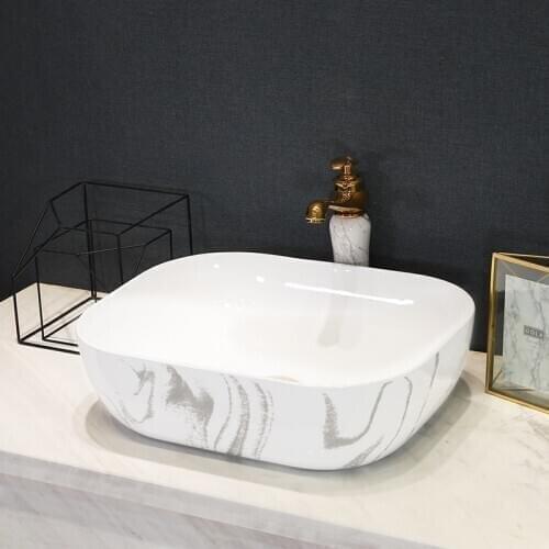 Big Imitation Marble Porcelain Material Nordic Style Art Ceramic Basin