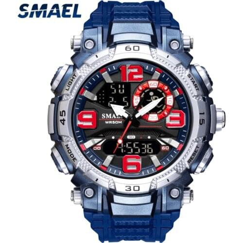Fashion New Mens Watches SMAEL Top Brand Luxury Waterproof Clock Military Sport Quartz Watch Men LED Analog Digital Wrist Watch