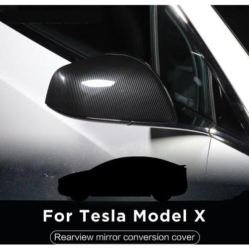 2pcs Rearview Mirror Cover Cap Carbon Black Car Accessories For Tesla Model X 75D 90D Case Trim Rearview Mirror Protector