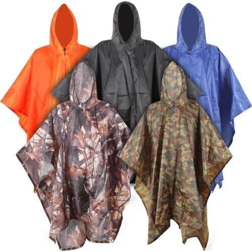 3 in 1 Backpack Travel Rain Cover Rain Coat Hood Hiking Cycling Rain Cover Poncho Waterproof Raincoat Outdoor Camping Tent Mat