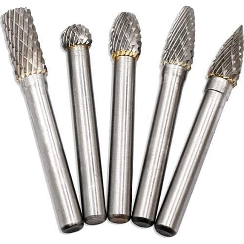 Citop 5pcs/set 6*8MM 6mm Shank Double Cut Tungsten Carbide Rotary Tool Point Burr Grinder Drill Milling Carving Abrasive Tools