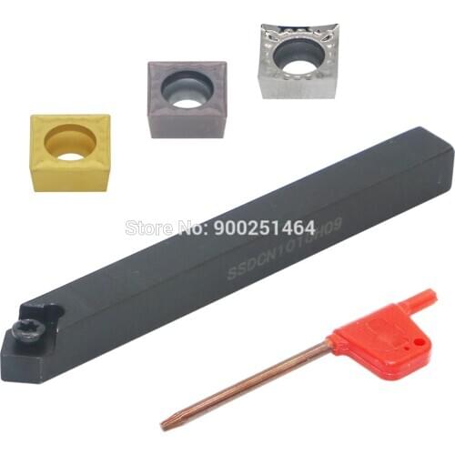 CNC Lathe Tool Holder, SSDCN1010H09(10mm)Right, with Three SCMT09T304（31.51）Square Carbide Blades.45 degree chamfer turning tool