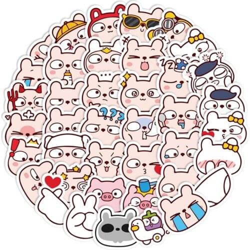 40PCS Bear Stickers for Water Bottle Laptop Guitar Graffiti Waterproof Decals Aesthetic Sticker Kid Toys