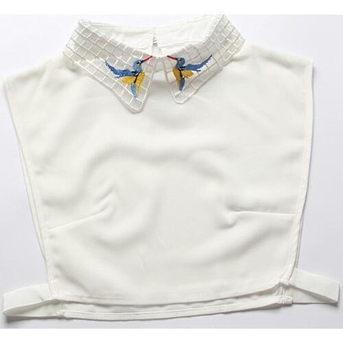 Exclusive original beautiful embroidery half-shirt sweater accessories Bird embroidery rhinestones nail white female