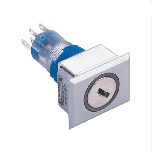 ELEWIND 22mm Rectangular illuminated key lock switch (PB223WJ-11Y/21A/G/12V)