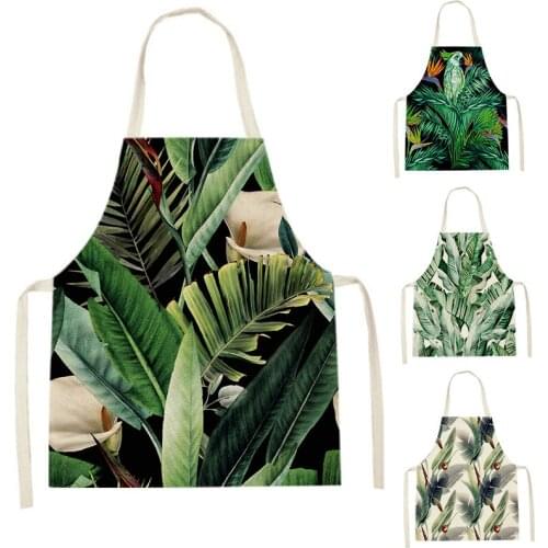 Tropical jungle Apron for Women Sleeveless green leaves Aprons plant Home Cooking Baking Bib Cleaning Tools Pinafore fartuch