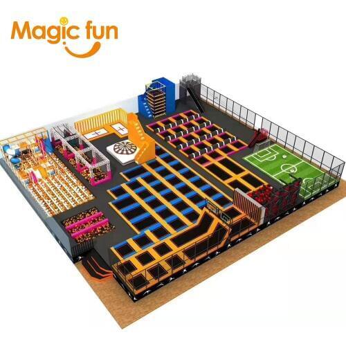 Customize Giant Multinational Leisure Park Childrens indoor playground with Trampoline big color slides ball pit