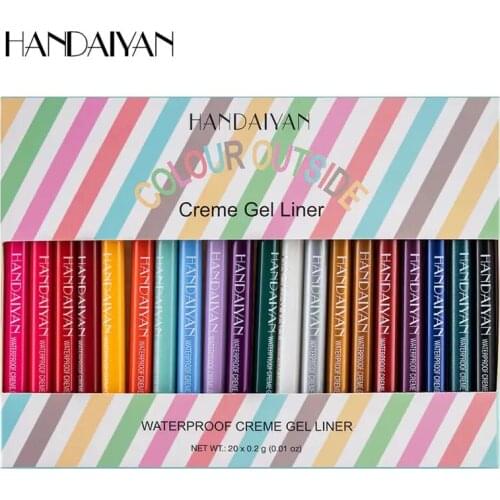 HANDAIYAN 20PCS/Set Pastel Neon Eyeliner Pen Waterproof Easy To Wear White Brown Matte Shimmer Eyeliner Long Lasting Makeup Gift