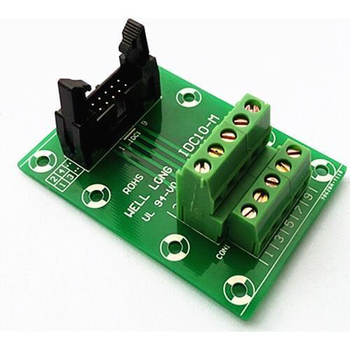 IDC10 2x5 Pins 0.1" Male Header Breakout Board, Terminal Block, Connector