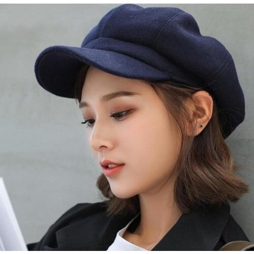 OZyc wool Women Beret Autumn Winter Octagonal Cap Hats Stylish Artist Painter Newsboy Caps Black Grey Beret Hats