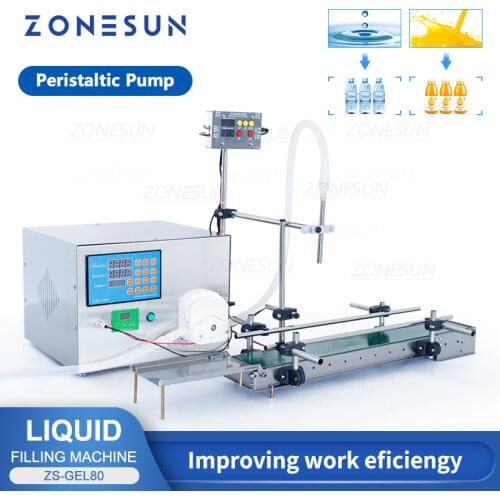 ZONESUN Small Automatic Perfume Essential Oil Ink Soya Milk Peristaltic Pump Liquid Filling Machine Line For Production