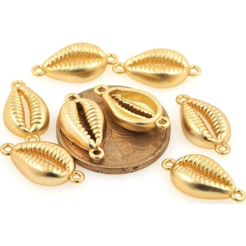 Copper Seashell Cowrie Conch Connector Beads For Bracelet Necklace DIY Jewelry Making
