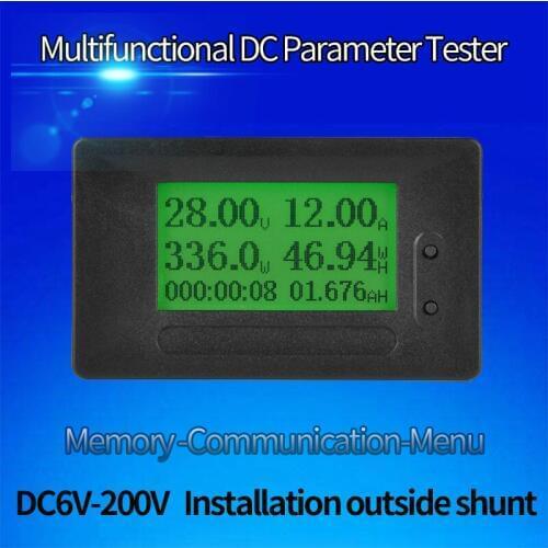 GC91 LCD DC6-200V 50A external shunt DC Multifunctional Tester Current Voltage Ammeter Voltmeter Capacity Detector voltameter