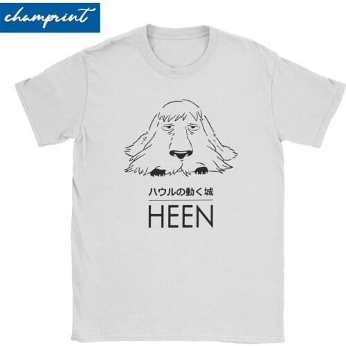 Men T-Shirts Howls Moving Castle Heen Casual Cotton Tee Shirt Short Sleeve Ghibli Miyazaki Anime T Shirts Crewneck Tops Printed