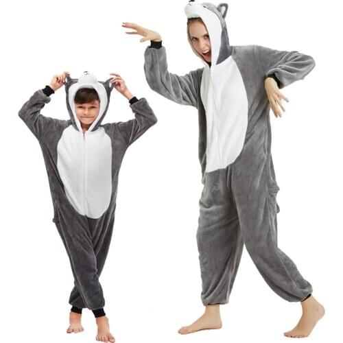 New Flannel Polyester Gary Dog Onesie Parent-child Sleepwear Kigurumi Animals Anime Onesie Full