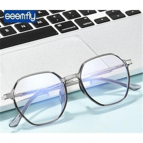 Seemfly TR90 Anti-blue Light Glasses Frame Women Irregular vintage Flat Lens Female Optical Eyewear Spectacle Frame Brand Design