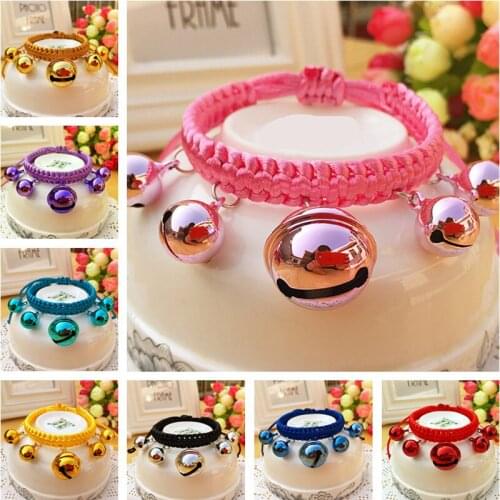 Pet Dogs Bell Cats Necklace Teddy Cute Small Dog Accessories Cat Bell Collar Colorful Hand-knitted Rope Pet Puppies Collar Bells