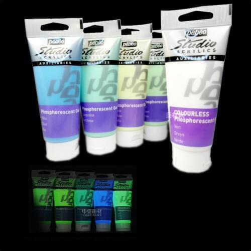 Pebeo 100ML/pcs Acrylic Paint Glow in the Dark Glowing paints Luminous Water Color Pigment Fluorescent painting Street Graffit