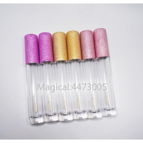 10/20/30/50/100PC 6ml Empty Lip Gloss Tube Plastic Lipgloss Bottle Container yellow purple Cap Cylinder clear Lip gloss bottle