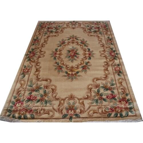 Hand Made French Weave Rug Wool Savonnerie Design Needle Folk Carpet Home Decore Geometric Antique Wool Rug Carpet