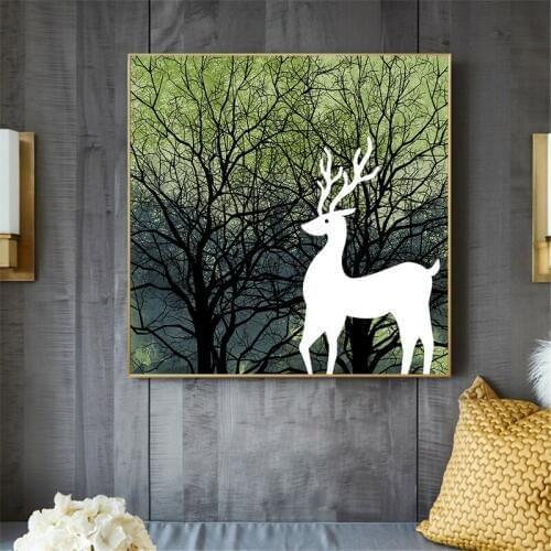 Nordic Poster Deer Painting Modern Decoration Home Tree Art Forest Wall Painting Kitchen Bedroom Bathroom Toilet Decor