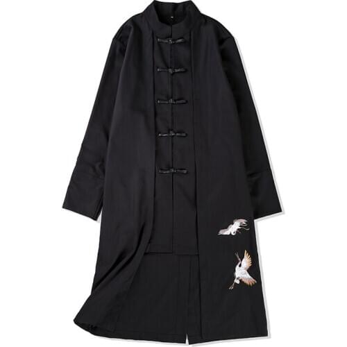 Traditional chinese clothing for men male overcoat outerwear oriental winter trench coat men trenchcoat clothes