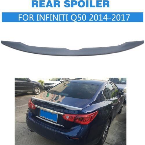 Rear Spoiler Wing Trunk Boot Lip Trim Sticker for Infiniti Q50 2014 - 2017 ABS UNpainted Gray Primer Car Tuning Parts