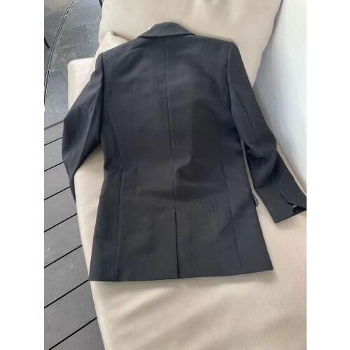 Women Black Blazer Jacket Single Button Rose Letter Colorful Rhinestones Spring Autumn 2021 Long Sleeve OL Fashion Coat