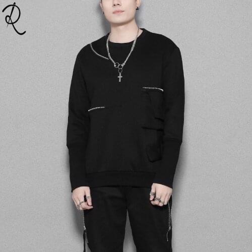 Winter Wear Dark British character three-dimensional cut pocket stitching leisure plus cashmere men long sleeves