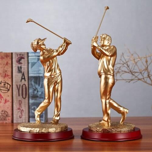 Golden yellow personage sports personage furnishing golf bookshelf furnishing office desk decoration wine cabinet TV modern sim