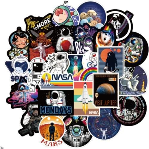 10/30/50PCS Astronaut Exploring Space Cartoon Graffiti Sticker Luggage Laptop Skateboard Guitar Waterproof Sticker Wholesale