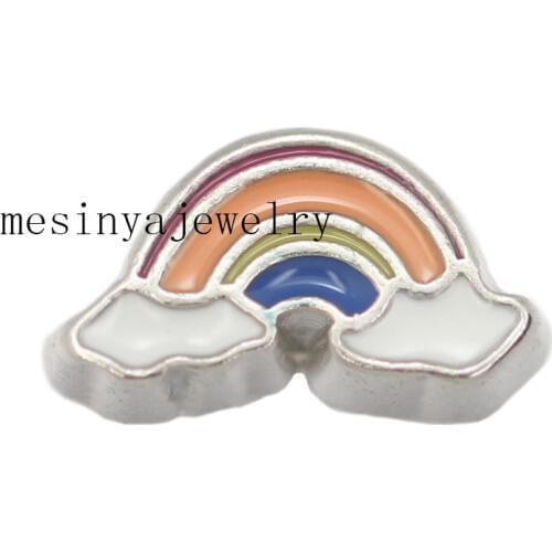 10pcs Semicircle Rainbow Custom Floating Charms For Glass Locket