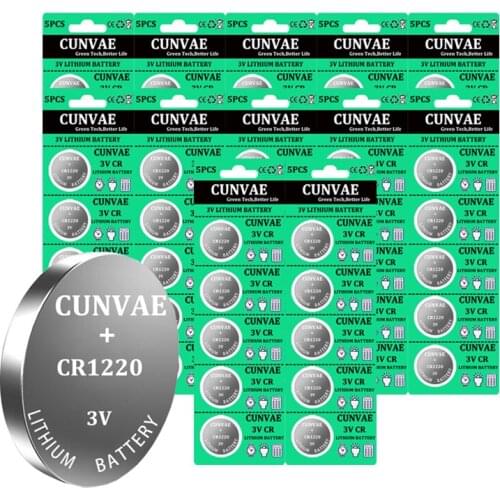 12cards/60pcs 3v CR1220 Lithim Li-ion Battery DL1220 BR1220 ECR1220 LM1220 KCR1220 L04 5012LC Button Coin Cell Bateria Replace