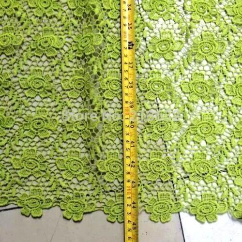 7 yards hollow out african lace fabrics 135 cm wide lemon color african guipure lace flower leaf water soluble guipure lace DIY