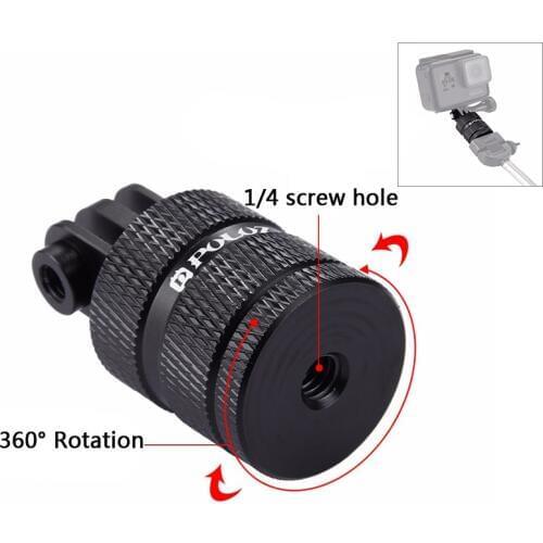 CNC Aluminum Tripod Adapter Mount 360 Degree Rotation Base with 1/4 hole for GoPro Hero 8 7 6 5 4 3+ SJCAM Xiaomi YI EKNE Camera