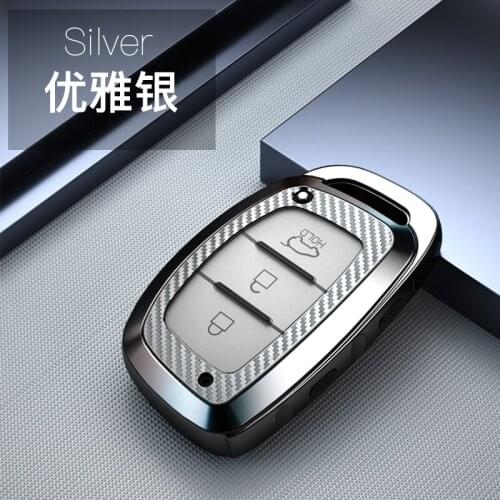 Carbon fiber TPU Car Key Case Cover Protection Shell Skin For Hyundai iX20 I30 IX35 I40 Ix25 Tucson Verna Sonata Car Keyring