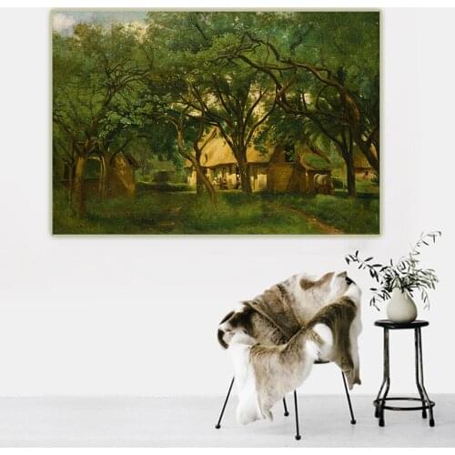 Citon Jean Baptiste Camille Corot《The Toutain Farm at Honfleur》Canvas Oil painting Art Poster Picture Wall Decor Home Decoration