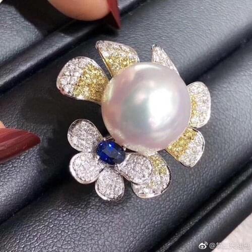 D119 Fine Jewelry 925 Sterling Silver Natural Fresh Water 9-10mm White Peals Rings for Women Fine Pearls Rings