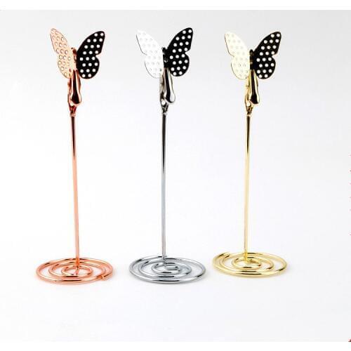 Butterfly shape with metal note holder Golden rose gold desktop business card holder New photo holder Student supplies