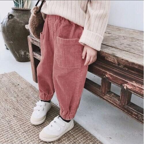 Children Pants corduroy Kids Clothes Spring Autumn Boys Trousers for Baby Girls Pants Toddlers solid biege brown red
