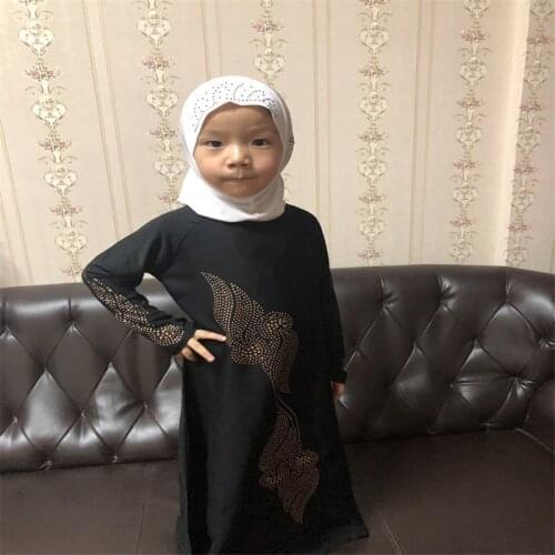 Eid Mubarak Girls Kaftan Abaya Dubai Turkey Hijab Muslim Dress Islam Clothing Abayas For Kids Robe Children Long Dresses Y1166