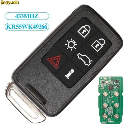 Jingyuqin Remote Car Key Fob Control 433MHZ For Volvo S60L/XC60/S80L/V60/V40 KR55WK49266 6 Buttons Full Smart Keyless-Go Entry