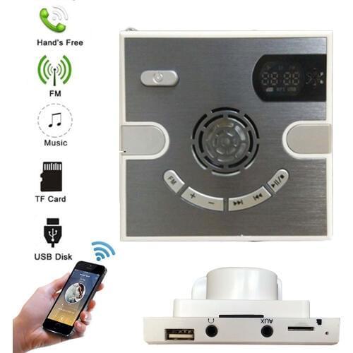 JINSERTA 220V Wall Wireless Bluetooth Speaker Music Player with Time Display Mini FM Radio Support TF Card U Disk 3.5mm Jack