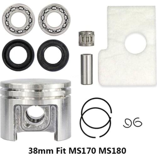 OOTDTY 38mm Motor Piston Kit Crankshaft Bearing Oil Seals Kit Fit Stihl Chainsaw MS180 MS170 Chainsaw Spare Parts