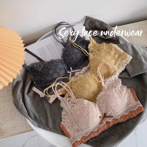 Womens Sexy Underwear Set Push Up Brassiere Sexy Lace Bra Womens Solid Color Comfort Small Bra Japanese Bra Sexy Lingerie