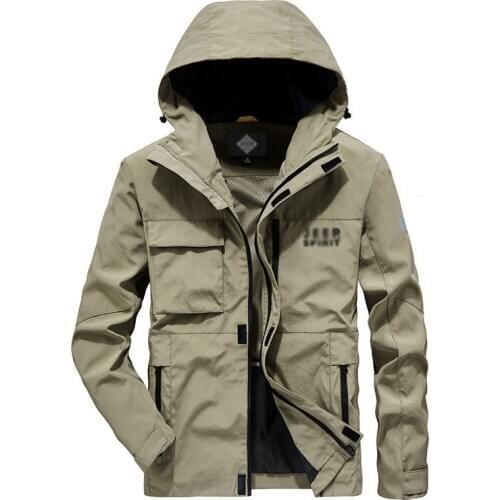 Fashion Varsity Jacket Men water proof Casual Military Jacket Zipper Coat Outwear loose multi pocket Spring outfit Brand Clothes