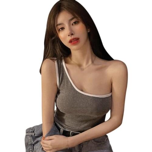 Summer Knitted Cross Halter Solid Color Sling Tanks Camis Women Bellyband Slim Short Vest Top