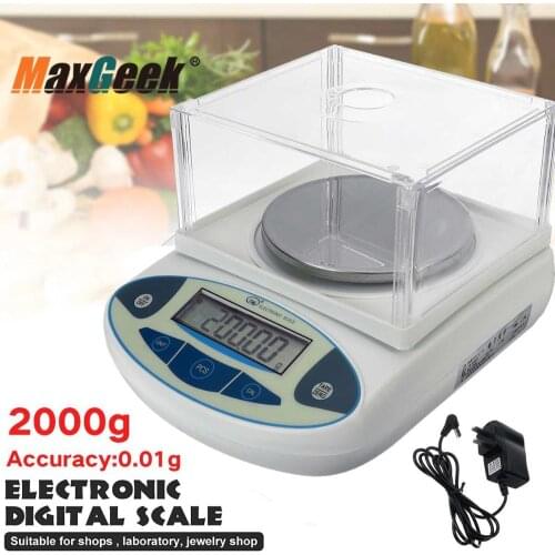 Maxgeek 2000x0.01g Digital Lab Scale Balance Electronic Balance Scale Portable High Precision Jewelry Scale