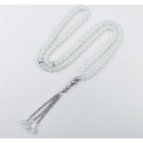 Muslim Tasbih Prayer Beads Islam Tesbih 99 crystal opal Stone Beaded Silver Charm Bracelets Men Jewelry