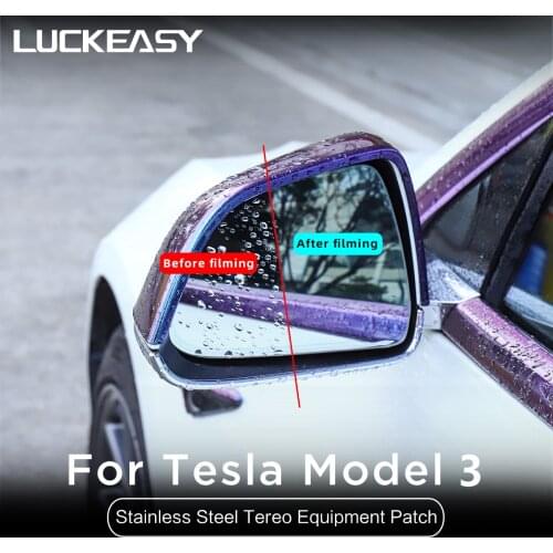 LUCKEASY Exterior Modification For Tesla Model 3 Model X Model S 2017-2020 Car Special Nano Rearview Mirror Rainproof Film